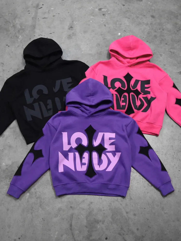 Unisex Y2k Hoodie Goth Punk Sweatshirt Men's Hoodies Sport Coat Pullover Gothic Long Sleeve Oversized Hoodie Jacket Top