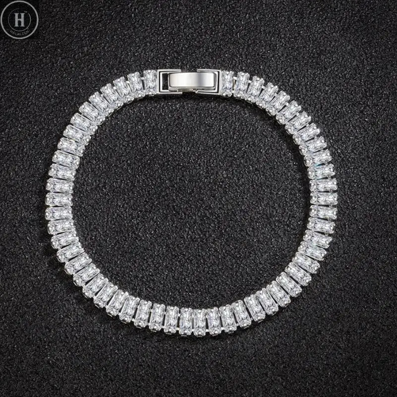 925 Sterling Silver Bracelet Elegant Zircon Crystal Fashion Jewelry For Women Engagement Wedding Glamour Jewelry 18CM HALALZEN