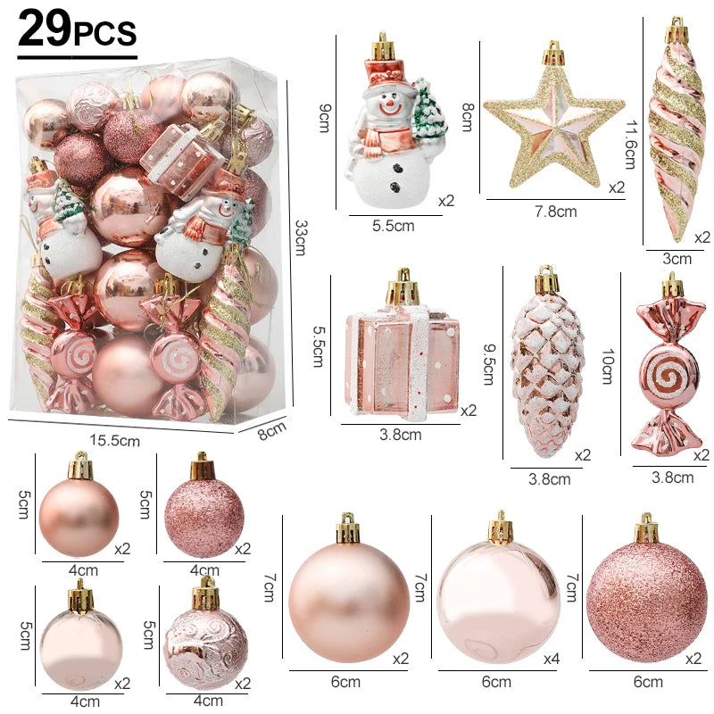 29/20Pcs Christmas Tree Balls Hanging Pendant Candy Cane Pine Cone Ornament Set Christmas Home Decoration 2024 Navidad New Year