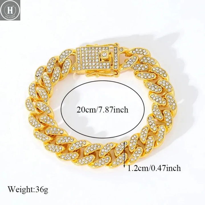 Stainless Steel Gold Color Cuban Chain Bracelet For Women Men Trendy Punk Waterproof Wrist Chain Jewelry Gift Party HALALZEN