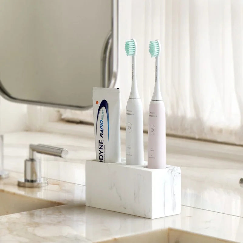 Marble Pattern Resin Toothbrush Rack