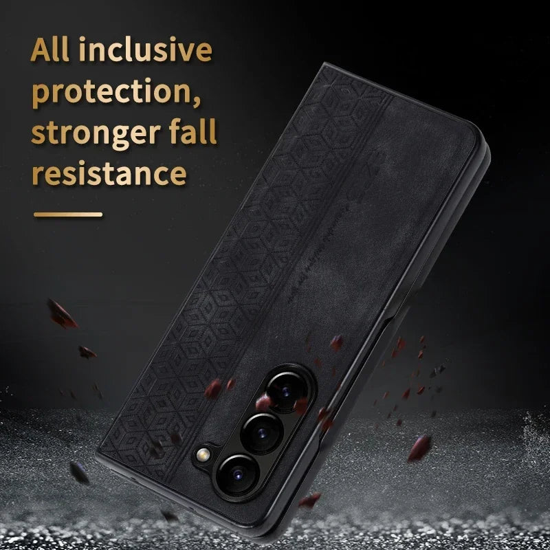 Luxury PU Leather Mobile Phone Case For Samsung Galaxy Z Fold 7 6 5 4 3 Bumper Coque Back Cover For Galaxy Z Fold 5 4 3