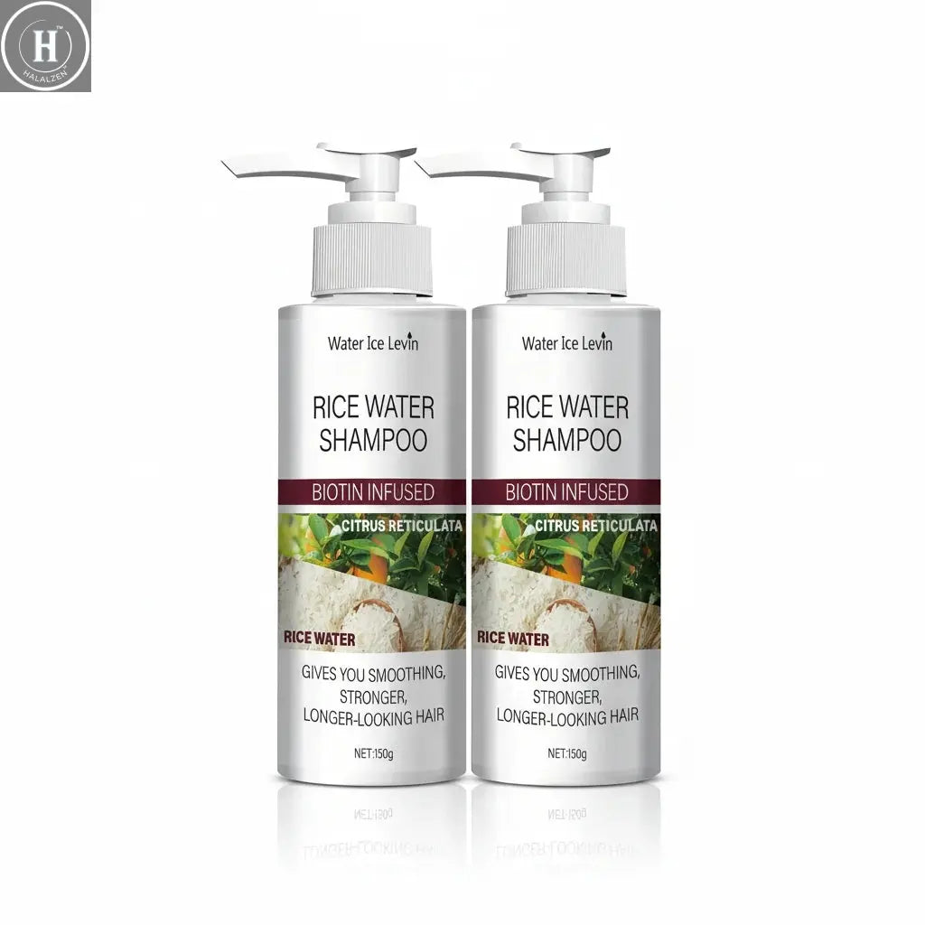 Rice Water Shampoo with Biotin & Keratin - Smoothing & Strengthening, Citrus Freshness, Winter Hair Therapy, Long-Looking Hair HALALZEN