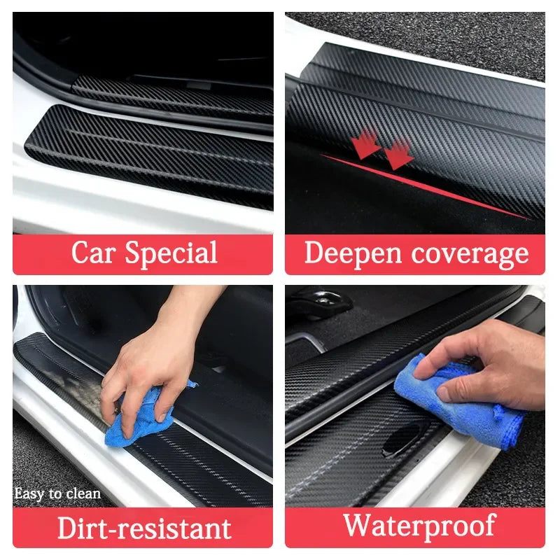 4Pcs Carbon Fiber Car Door Sill Protective Strip Stickers for Dodge RAM 1500 2500 3500 2014 2015 2016 2017 2018 2019 2020 2021