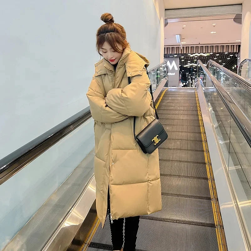 Winter Jacket 2023 New Long Straight Coat Casual Women Parkas Clothes Hooded Waterproof Jacket Female Snow Wear Outerwear