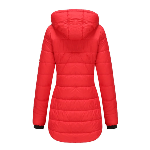 2024 New Waterproof Overcoat Women's Removable Cap Long-sleeved Parkas Winter Warm Jacket Female Red Yellow Gray Dark Blue Coats