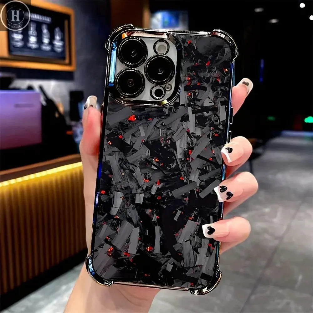 A clear and soft carbon fiber back case for iPhone 17 16 15 14 13 12 11 Pro Max Plus Halalzen UK