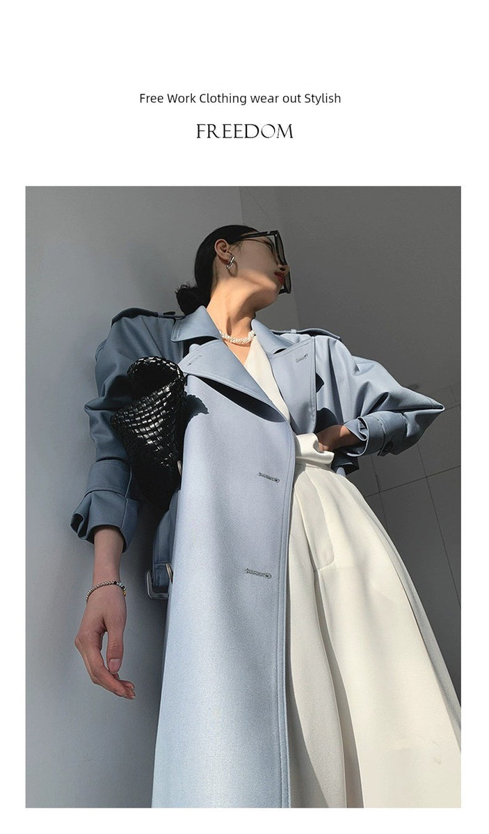 Pick-up Unoque Retro British Style Elegant Double Breasted Mid Length Long Length Trench Coat Outwear Female New Arrival Temperament Coat