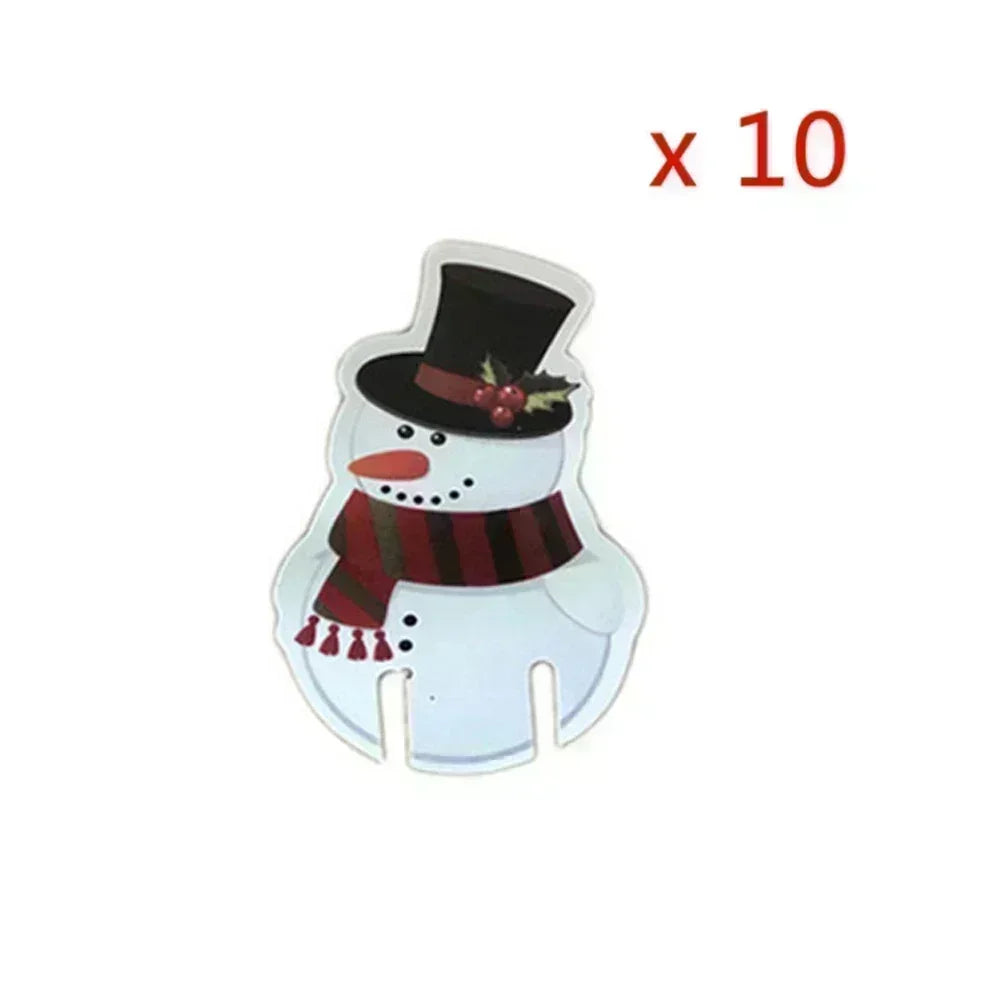 10/20/30PCS Christmas Cup Card Santa Hat Wine Glass Decor Ornaments Navidad Noel New Year Gift Christmas Decorations