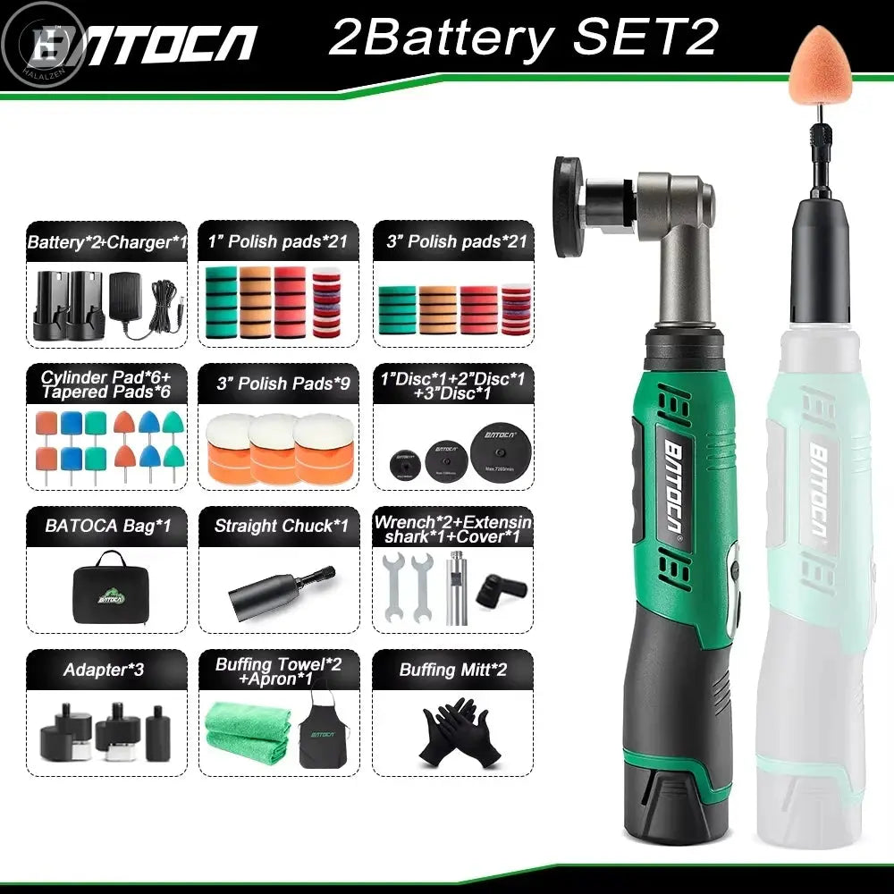 BATOCA S6 Cordless Mini Car Polisher 12V Quick Change Heads Wireless Polishing Machine Kit 3/12mm Orbital For Detail HALALZEN