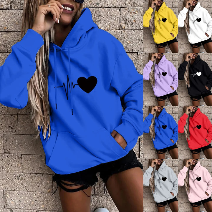 Women's Hoodies Tops Long Sleeve Sports blouse Spring Fashion fun Print Sweatshirts Solid Casual Loose Hooded Sweatshirt