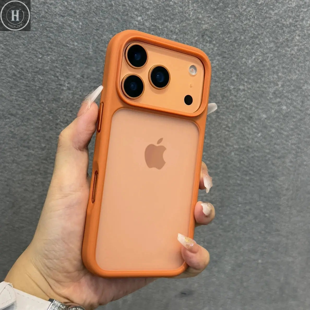Luxury Orange Matte Transparent Phone Case For iPhone 17 Pro Max 17Pro 17 Metal Buttons Skin Feel Shockproof Protective Cover Halalzen UK