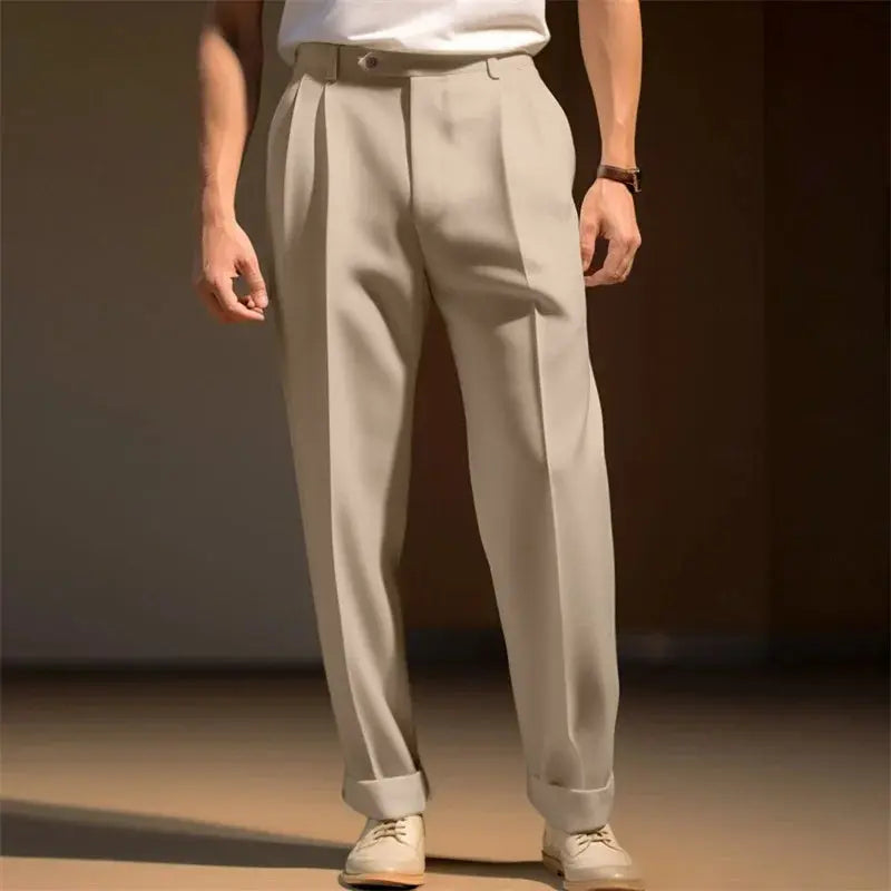 Men s  Fit Dress Pants Solid Color Flat Front Trousers Classic Business Casual Suit Pants Modern Formal Wear Hemmed Bottoms Halalzen UK