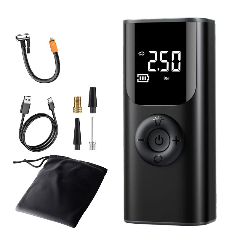 car jump starter 150PSI Portable Charger with Smart Digital Display, Suitable for Cars, Motorcycles, and Bicycles