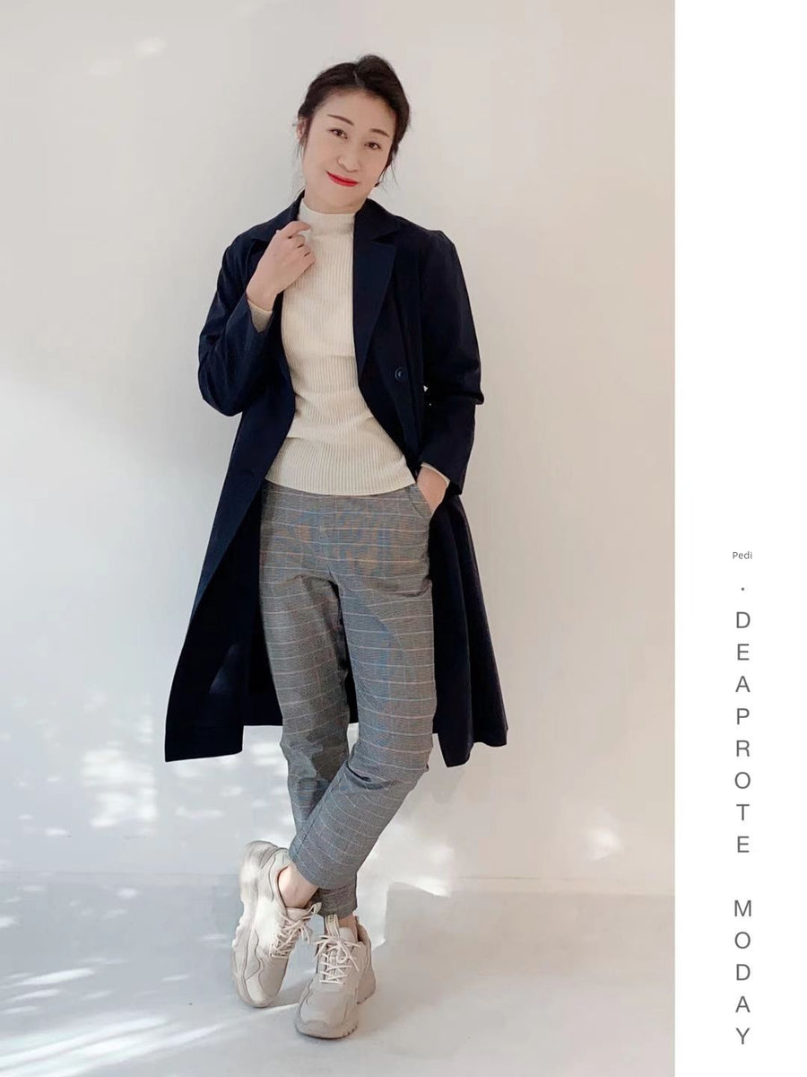 Spring and Summer Lapel Belt Long Trench Coat