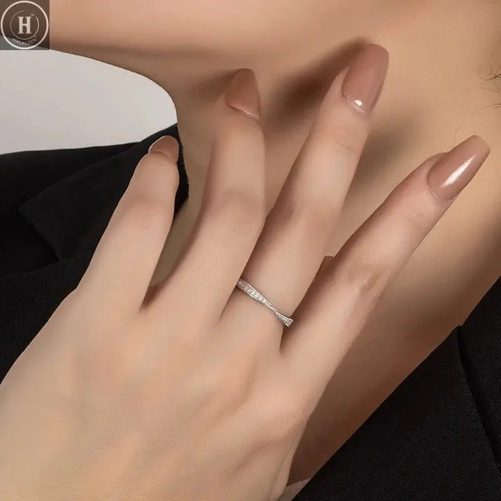 PERFANY S925 Pure Silver Moissanite Ring for Women Men Couple Ring Fashion Wedding Jewelry Valentine's Day Gift HALALZEN