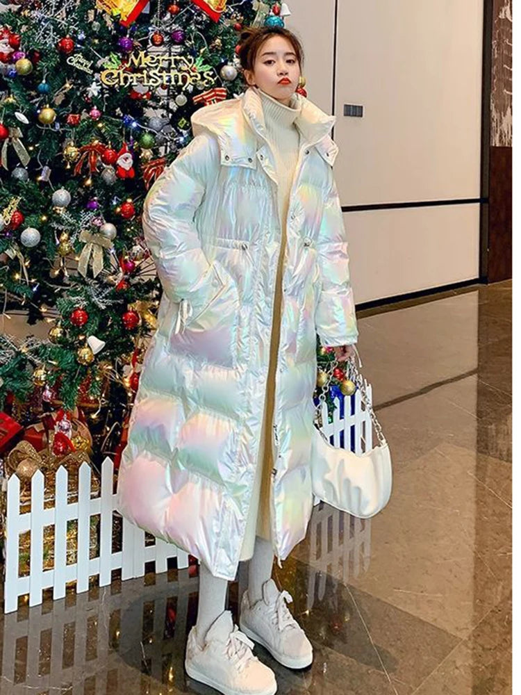 2024 Female Winter Waterproof Long Parkas Cotton Padded Jacket Women Hooded Thick Warm Snow Coat Fashion Oversized Outerwear