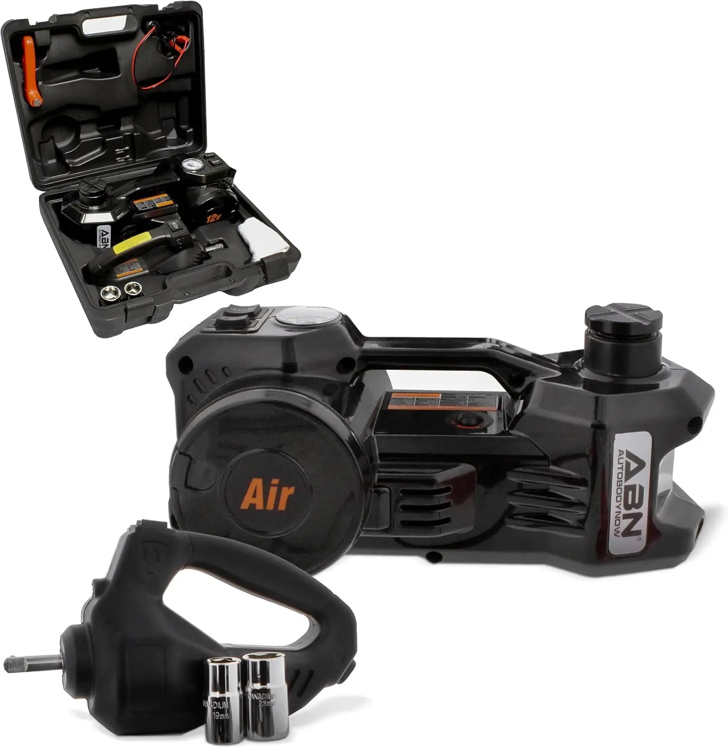 3-in-1 Electric 3-Ton Car Hydraulic Floor Jack with Tire Inflator and Impact Wrench for Roadside Emergencies