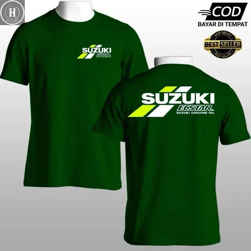 Suzuki motorcycle graphic print men's and women's short-sleeved T-shirt, 100% cotton, car theme casual men's crew neck T-shirt HALALZEN