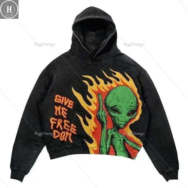 Explosions of New Harajuku Zipper Hooded Sweater Street Men and Women Retro Shirt Sweatshirt Gothic Jacket Hooded Couple Sweater HALALZEN