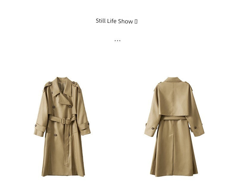 Pick-up Unoque Retro British Style Elegant Double Breasted Mid Length Long Length Trench Coat Outwear Female New Arrival Temperament Coat