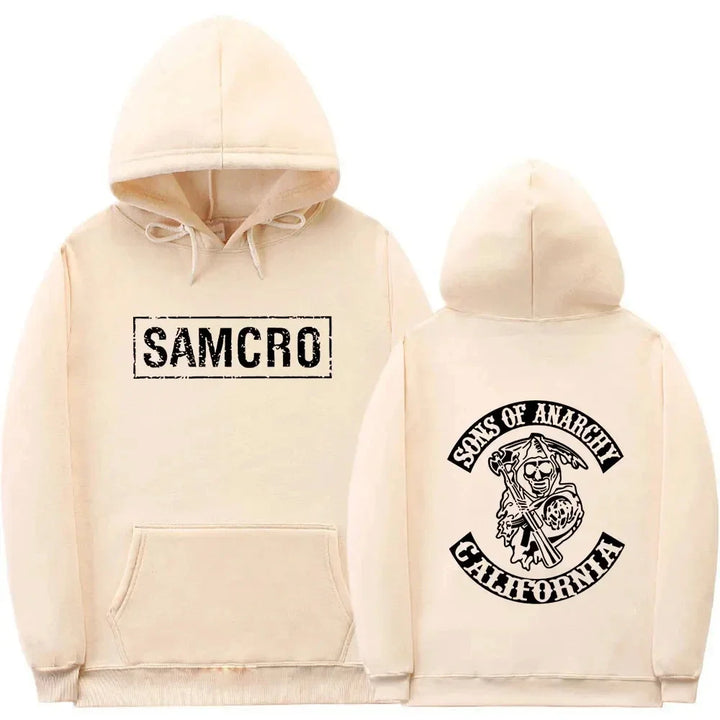 Double Sided Print Hoodie Sweatshirt Tops Sons of Anarchy SAMCRO  Men Womnen Fashion Brand Design Pullover Cotton Fleece Hoodies