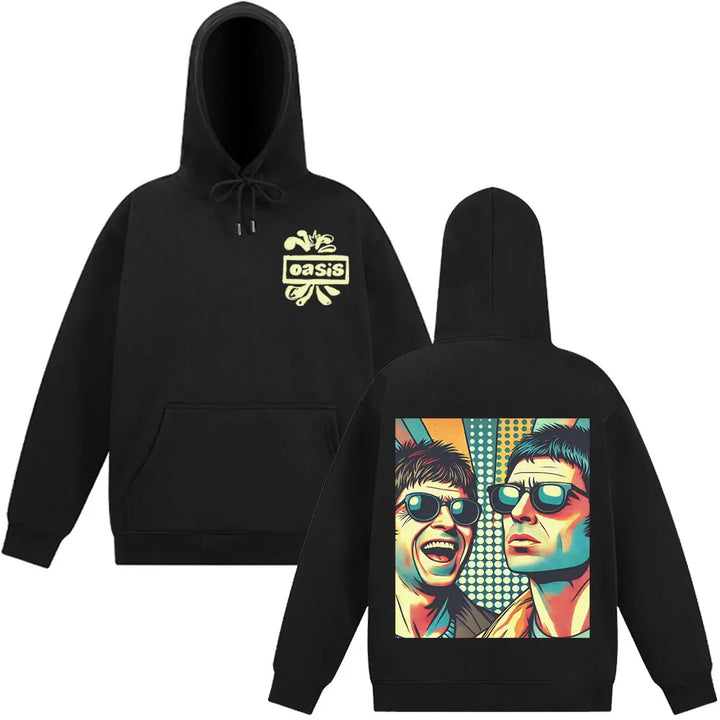 O-Oasis Rock Band Double-sided Fashion Hoodies 90s Music Graphic Rock Fan Gift Sweatshirts Long-sleeved Hip-hop Loose Pullover
