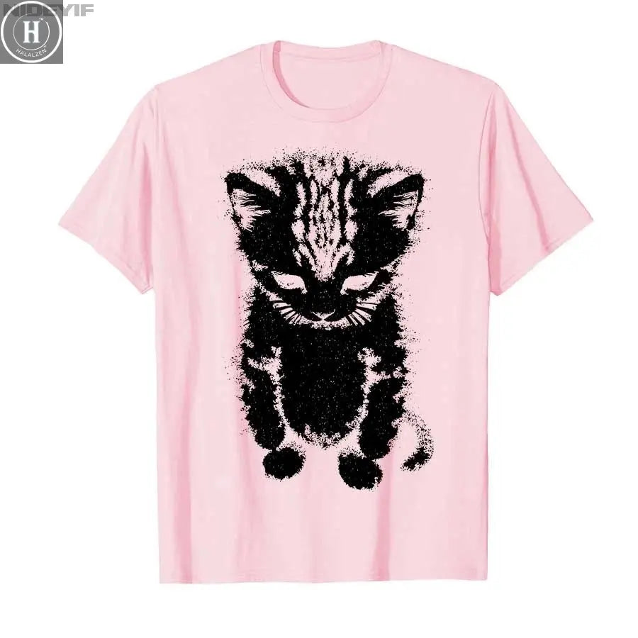 El Gato Sad Kitten Funny Meme Sad Crying Munchkin Cat Trendy T-shirt For Men Women 100% Cotton T Shirts Short Sleeve Tops P710 HALALZEN