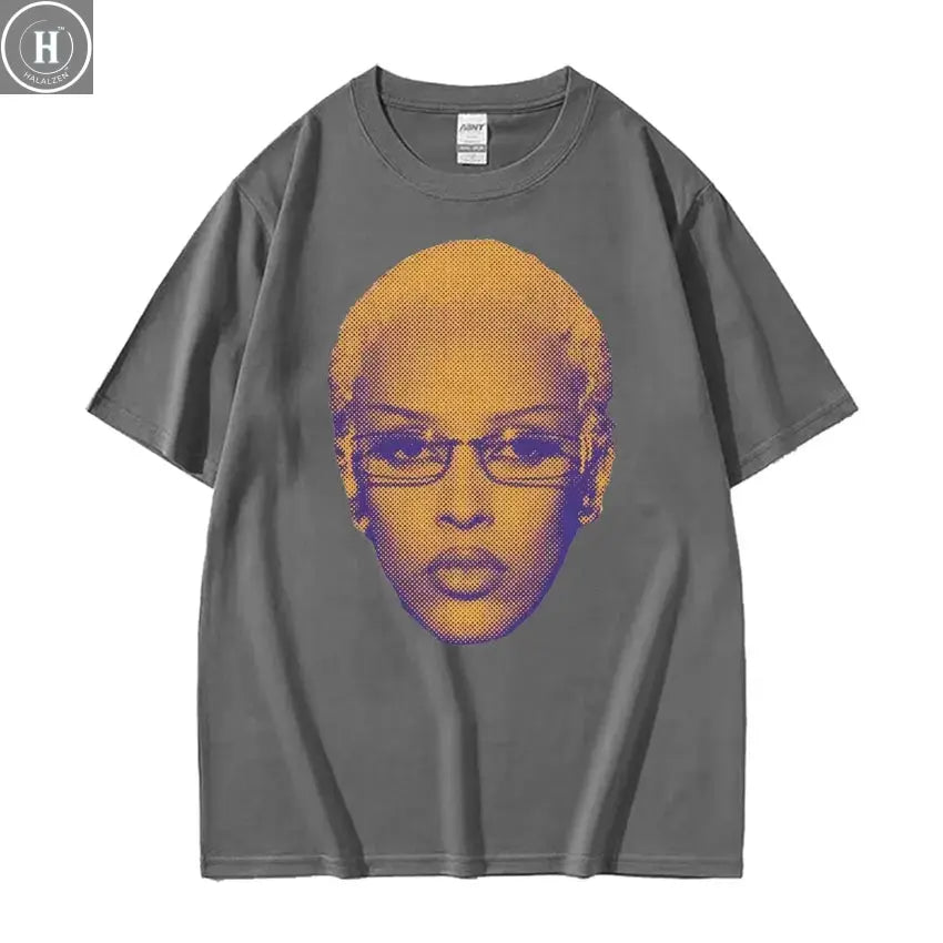 Retro Rapper Doja Cat Face Graphic Tee Shirt Men Women 90s Fashion Classic T Shirts Male Casual High Quality Cotton T-shirt Tops HALALZEN