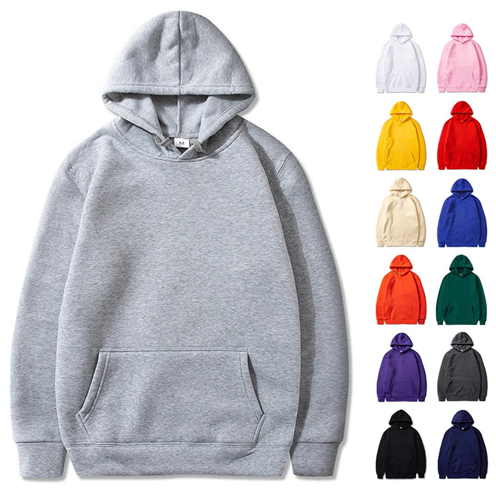 Fashion Casual Fleece Hoodies Men Plain White Pullover Hoodie Unisex Cheap Sweatshirt