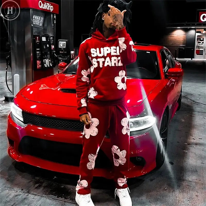 Spring Autumn Men Hoodies Sets Letter Print Hoody Women Sweatshirt Hip Hop Streetwear Y2k Retro Harajuku 2024 New Men's Clothing HALALZEN