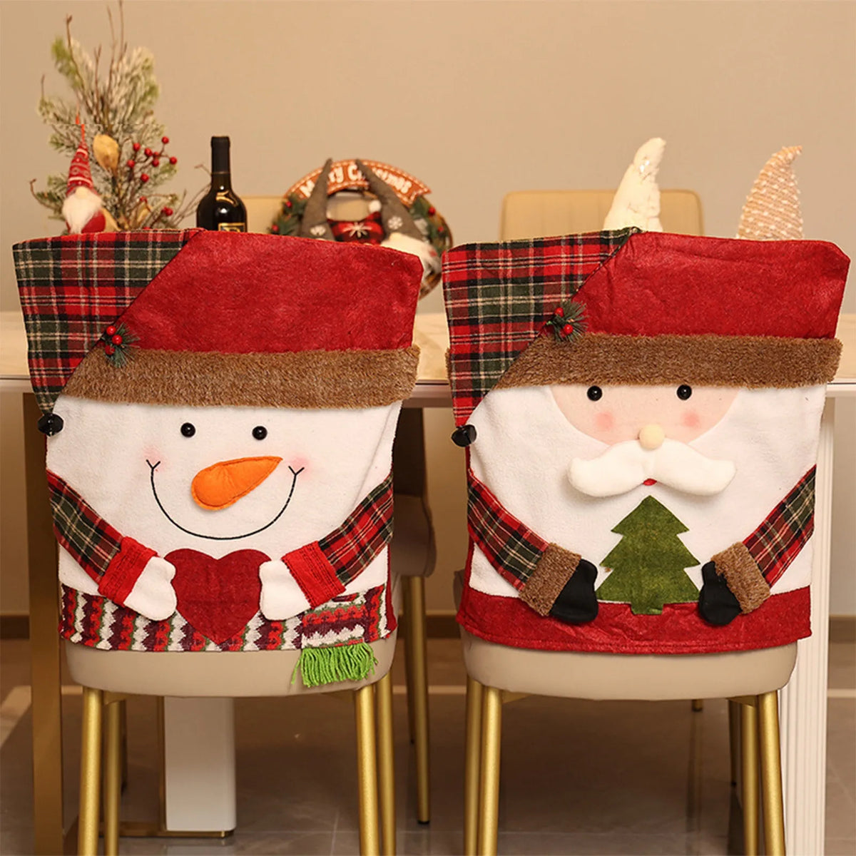 2024 New Christmas Decoration Figurine Chair Cover And Stool Cover Decoration Christmas Home Party Decorations