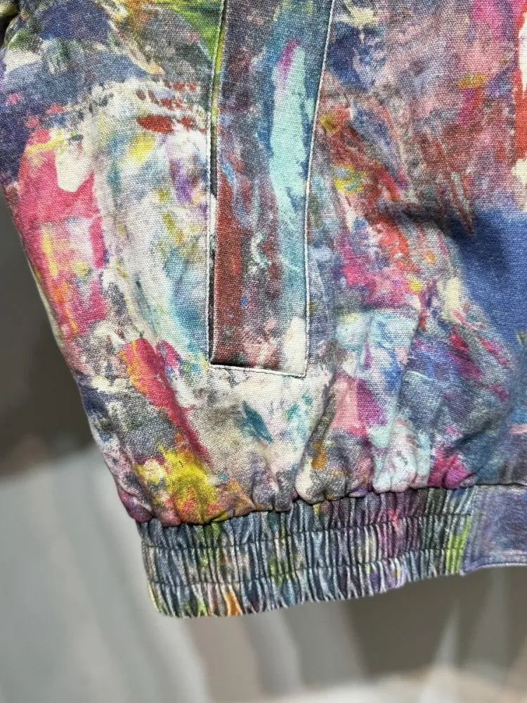 Fashion Hip Hop Mesn Camouflage Denim Jacket Patchwork Lapel Loose Fit Personality Spring Street Long Sleeve Casual Coat Male