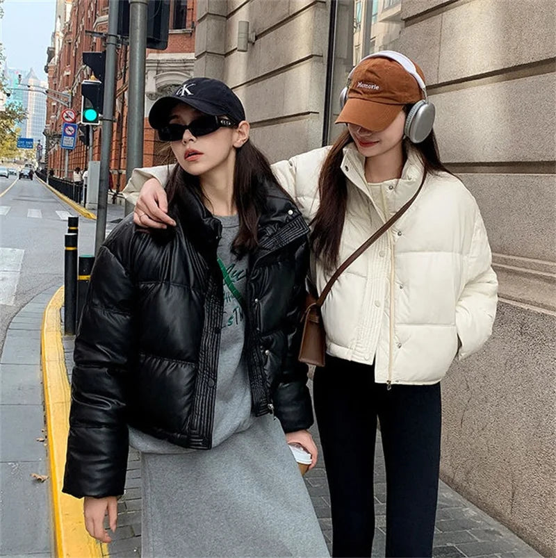 Korean Women's Padded Jacket Winter Parkas 2024 New Cropped Down Cotton Oversize Jacket Puffer Snow Coats Loose Waterproof Outwe