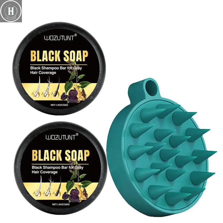 Natural Black Soap Man & Women White to Black Hair Soap Nourishing Shine Herbal Hair Growth Repair Gray White Color Dye Product HALALZEN