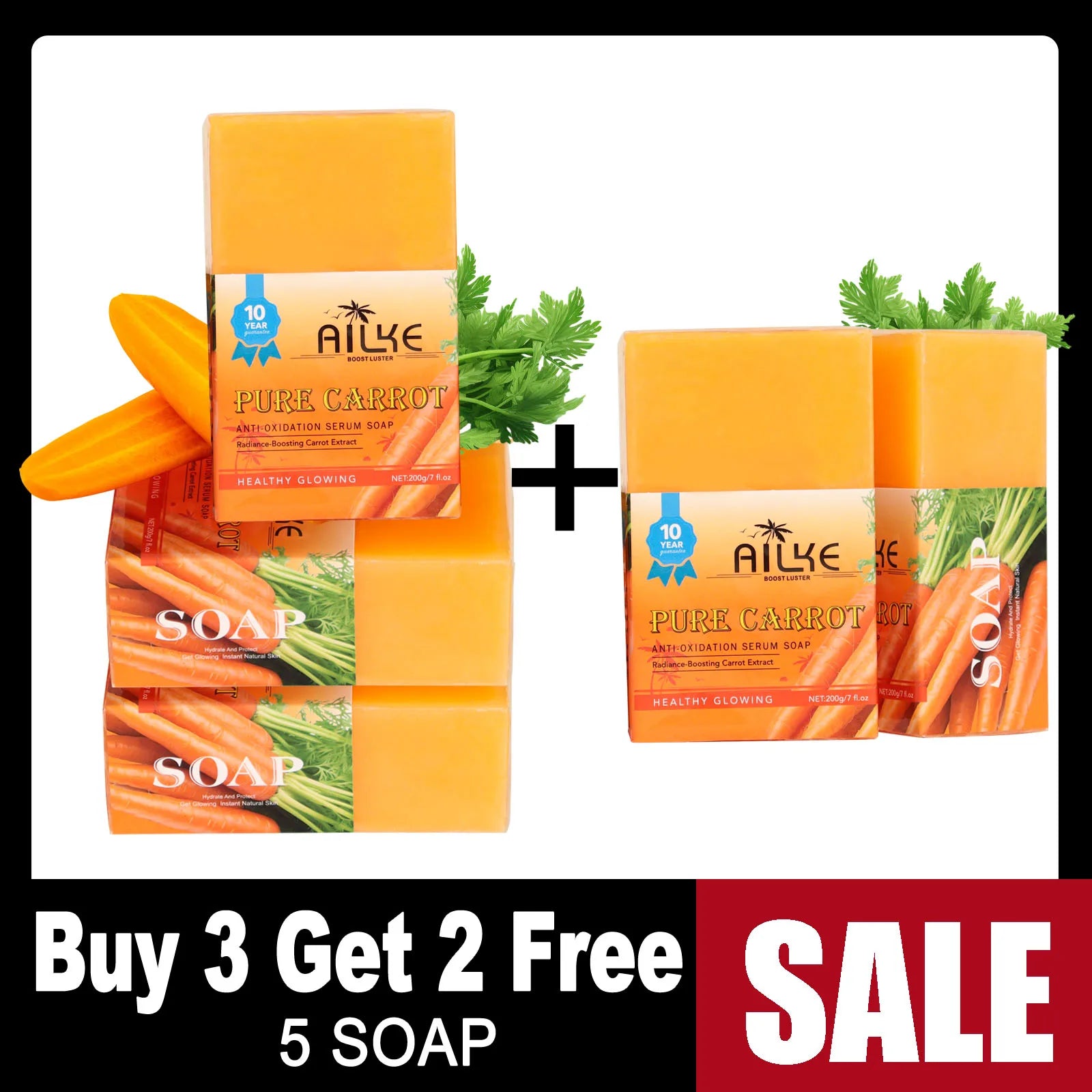 AILKE Pure Natural Carrot Anti-Oxidation Serum Soap, Whitening Soap Bar for All Skin Types, Cleaning Stains, With Vitamin C