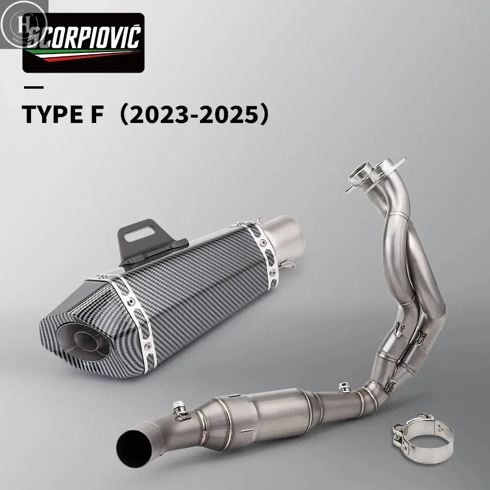 Carbon Fiber Moto Exhaust Escape Full System Muffler DB Killer Front mid Link Pipe for ER6N ER6F Versys 650 Z650 Ninja 650 HALALZEN