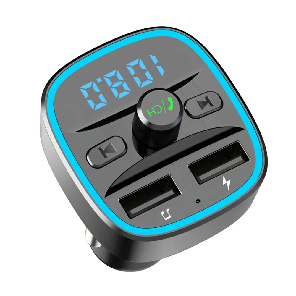 T25 Car Bluetooth 5.0 FM Transmitter MP3 Player Fast Charging Dual USB Charger