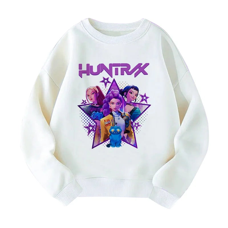 KPop Demon Hunters HUNTRIX Pirnt Hoodie Autumn Long Sleeve Tops Women's Clothing Sweatshirts