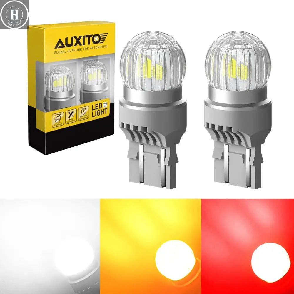 2x AUXITO T20 7443 7440 W21W W21/5W LED Bulb DRL Parking Reverse Lamp Stop Brake Signal Light White/Red/Yellow 12V 360° Lighting HALALZEN