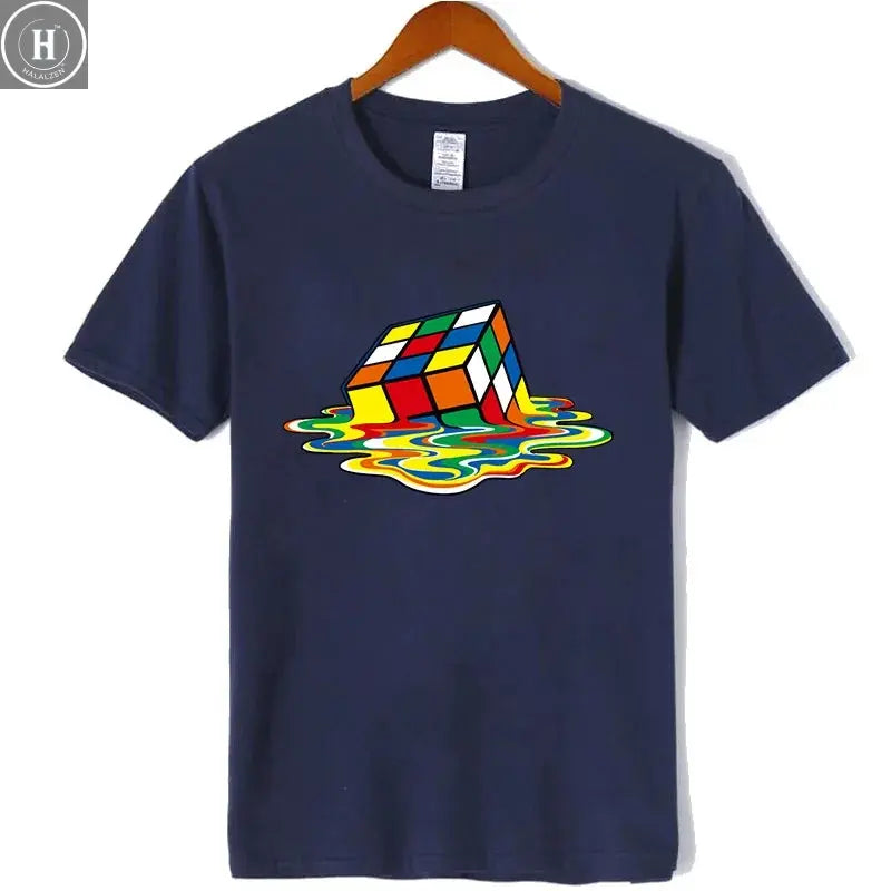 Summer Men's T-shirt High Quality 100% Cotton Magic Square Printing O-neck For Men Tees Casual Cool Hip Hop Short Sleeved Tops HALALZEN