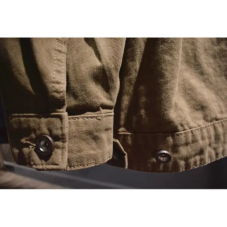 Retro American Cotton Work Jaet Men's Autumn Winter Casual Loose Fit Denim Coat for Welding Wear Resistant Outerwear