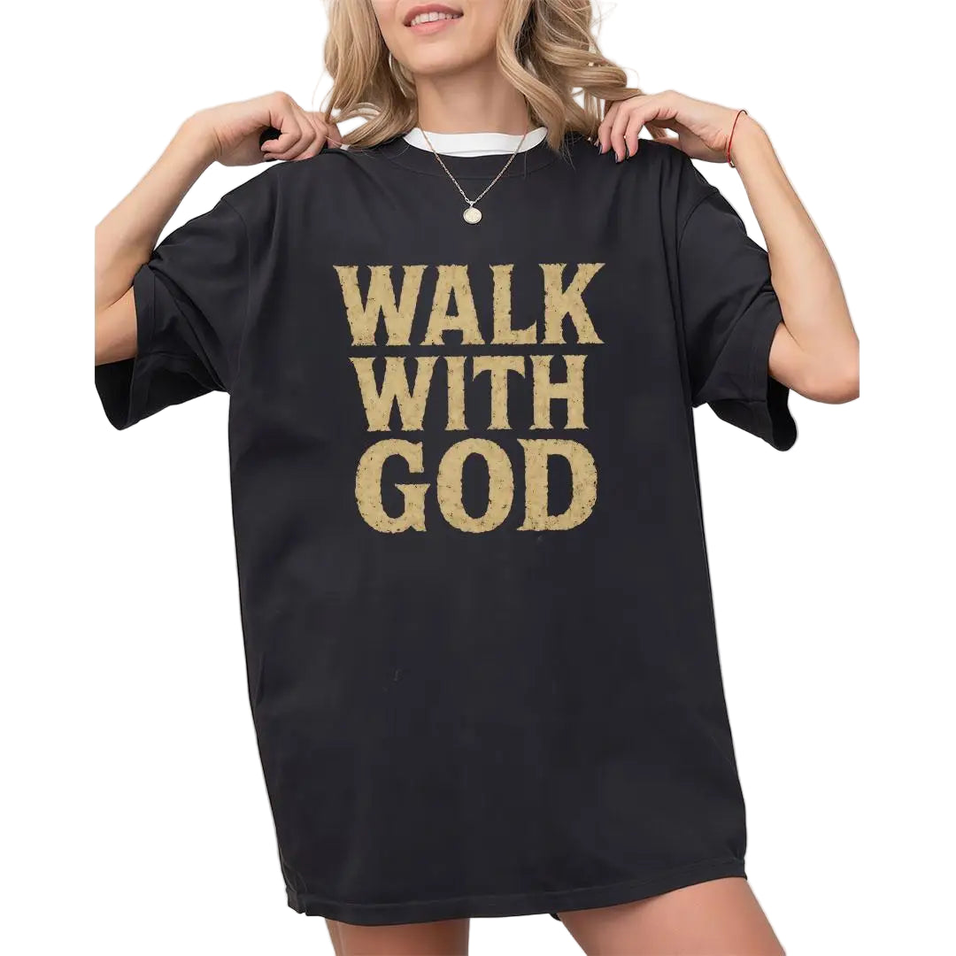 Spiritual Walk With God Tee Shirt Motivational Christian Gift Unisex Religious Apparel Faith Based Graphic T-Shirt Casual Top