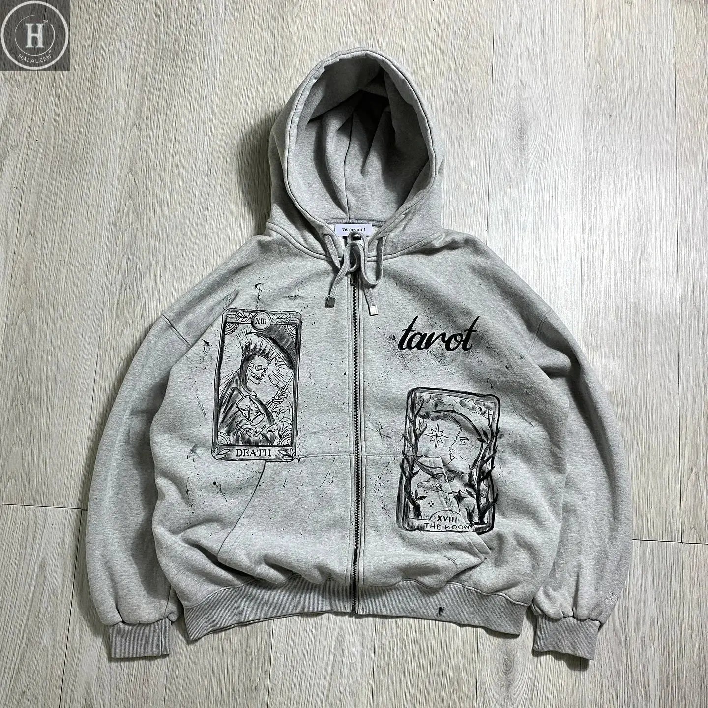 Trendy gradient tie-dye sweatshirt, personalized text print, high street style hooded cardigan, same style for men and women HALALZEN