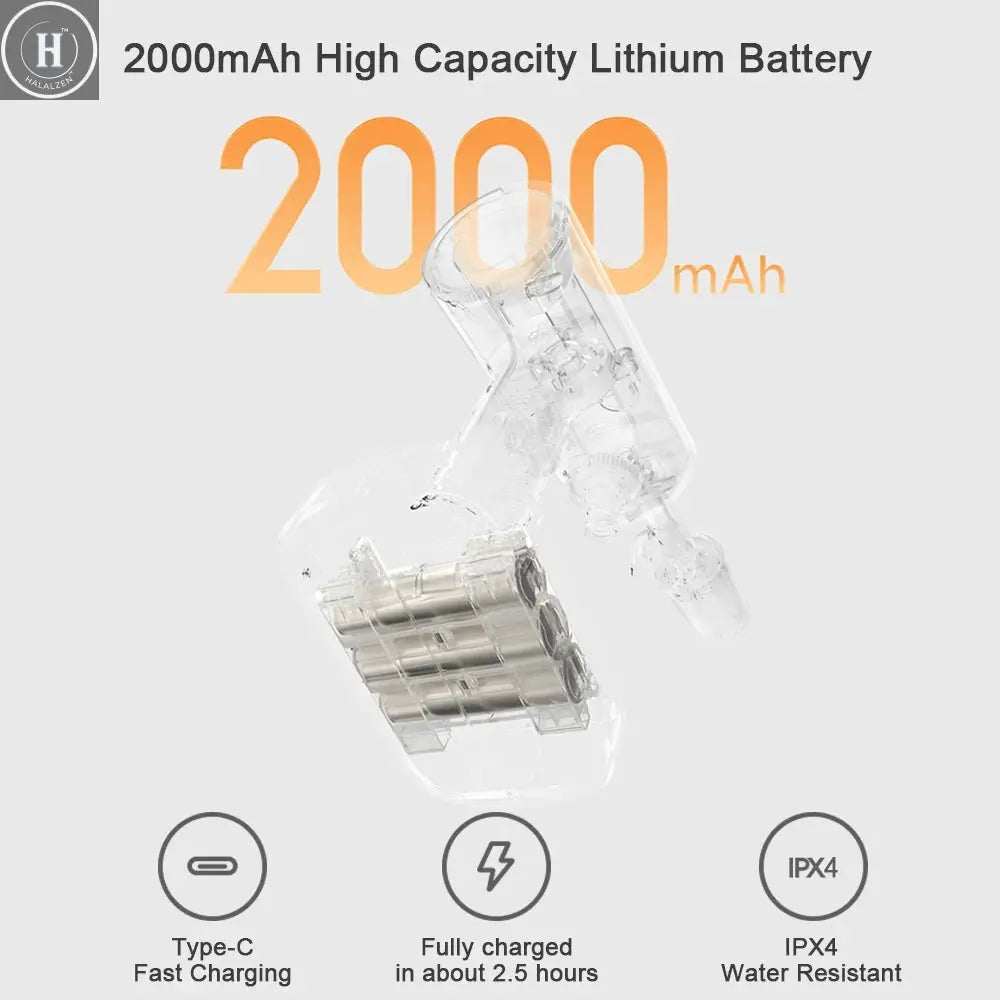 Wireless Car Washer 2: Cordless Design, 1.5MPa Pressure, 160L/h Flow Water, 3 Spray Modes, 2000mAh Battery, 6m Hose HALALZEN