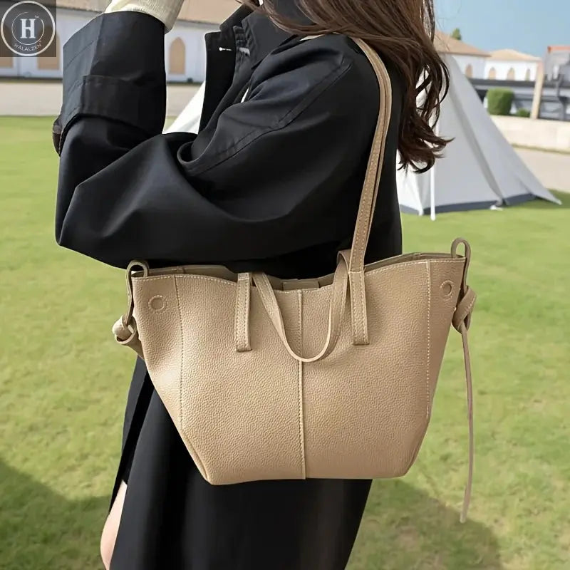 Stylish Casual Tote Bag, Large Capacity PU Leather Handbag Women Wing Bag, Fashionable Woman Bags, Commuting Shoulder Armpit Bag HALALZEN