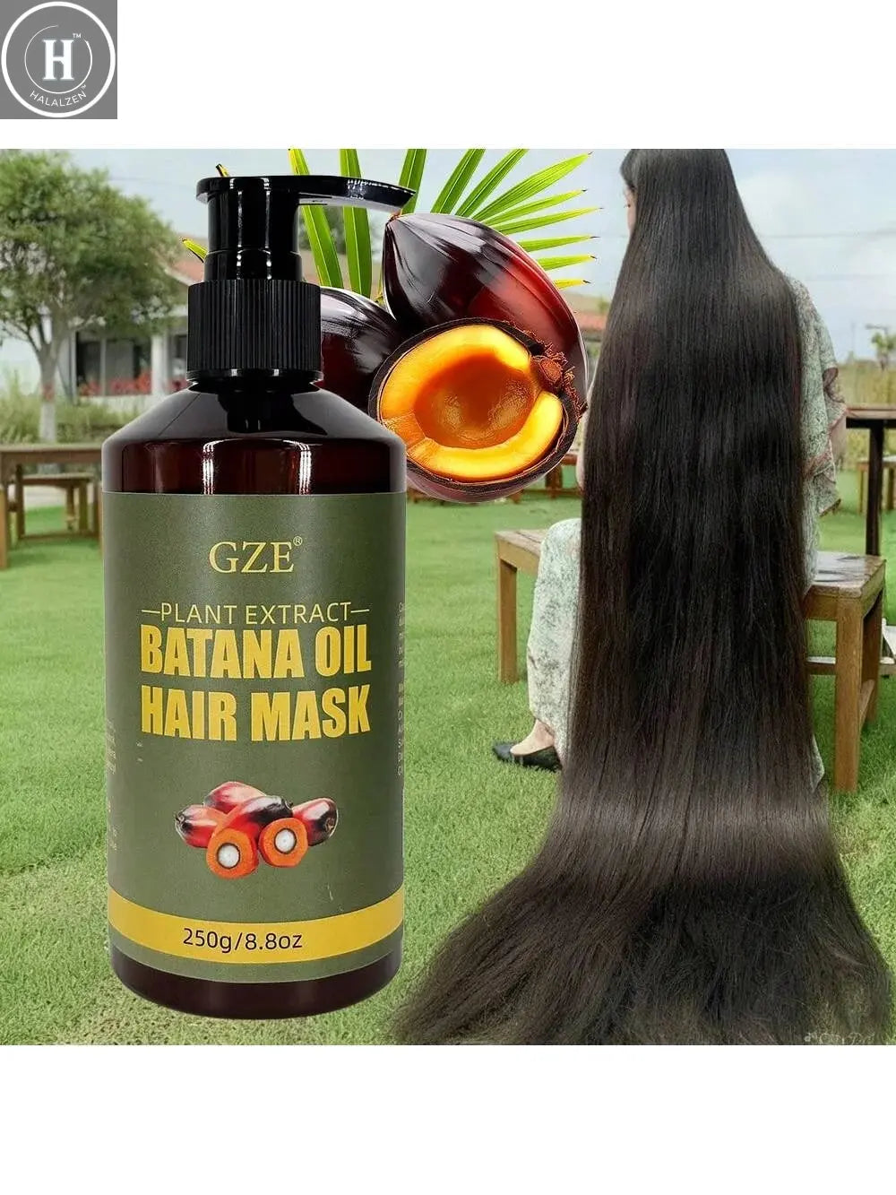 GZE Batana Oil Hair Mask - Deep Repairing for Damaged, Dry Hair - Intense Hydration - For Frizzy, Nourishes & Strengthens HALALZEN