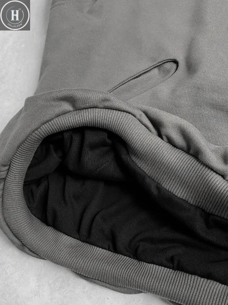 Harajuku Hoodie Men Streetwear American Loose Fit Pullover Sweatshirt Distressed Hole Design Retro Hip Hop Style Autumn Winter HALALZEN