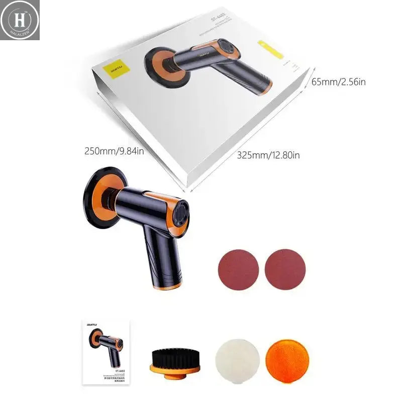 Cordless Car Polisher 4000mAh Buffer Polishing Machine 2 Speed Adjustable Mini Electric Wireless Polisher Auto Waxing Polishing HALALZEN