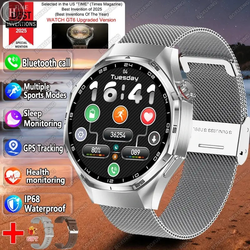 2026 New Watch 6 Pro Smart Watch AMOLED Screen GPS Tracker HD Bluetooth Call Waterproof Sports Health Monitoring Smartwatch Men HALALZEN